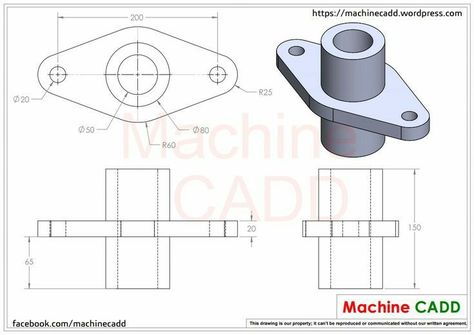 Engineering Sketches, 3d Cad Exercises, 3d Practice, Isometric Drawing Exercises, Autocad Isometric Drawing, Cad Cam Design, Autocad Training, Learn Autocad, Machine Drawing