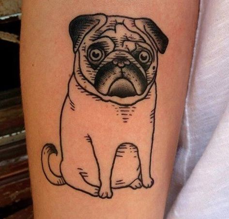 Black Pug Tattoo, Pug Tattoo Ideas, Animal Rescue Tattoo, Tattoos With Animals, Ny Tattoo, Pug Tattoo, Most Beautiful Words, Tattoo Traditional, Black Pug