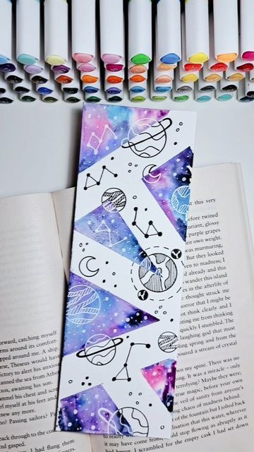 Galaxy Bookmark, Bookmark Art, Crafts Drawing, Diy Galaxy, Watercolor Galaxy, Purple Grapes, Galaxy Art, Instagram Diy, Art Crafts