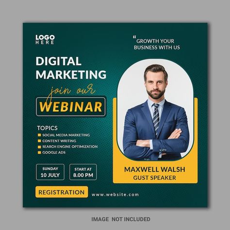 PSD digital marketing live webinar and c... | Premium Psd #Freepik #psd #web-banner #digital-marketing #marketing-flyer #marketing-banner Facebook Live Poster, Digital Marketing Design Poster, Social Media Post Design Graphics, Business Flyers Ideas, Web Banner Design Ideas, Webinar Poster Design, Social Media Post Design Templates, Digital Marketing Poster, Promotions Design