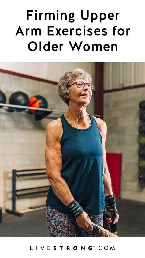 Firming Upper Arm Exercises for a 60 Year Old Woman Upper Arm Exercises, 60 Year Old Woman, Arm Exercises, Arm Muscles, Yoga Exercises, Senior Fitness, Upper Arms, Fitness Logo, Yoga Routine