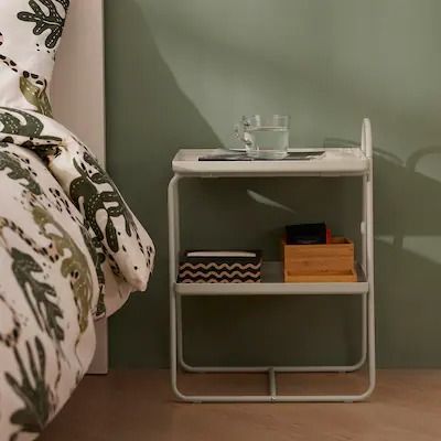 Nightstands and Bedside Tables - Modern & Affordable - IKEA Knarrevik Nightstand, Shelf Bedside Table, Modern Bedside Table, Bedside Tables Nightstands, New York Apartment, Shelf Unit, Flat Pack, Bedside Tables, Light Beige