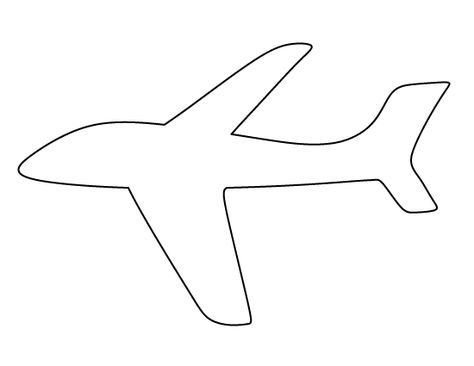 Airplane pattern. Use the printable outline for crafts, creating stencils, scrapbooking, and more. Free PDF template to download and print at http://patternuniverse.com/download/airplane-pattern/ Airplane Outline, Airplane Baby Shower Theme, Printable Outline, Airplane Quilt, Plane Crafts, Airplane Crafts, Travel Party Theme, Transportation Theme, Airplane Party