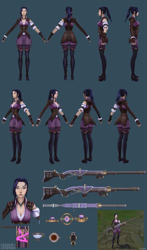 Arcane Piltover Outfit, Caitlin Arcane Cosplay, Arcane Caitlyn Outfits, Caitlyn Kiramman Outfit, Caitlyn Arcane Outfit, Character Turnaround Reference, Caitlyn Arcane Full Body Image, Caitlin Arcane, Arcane Study