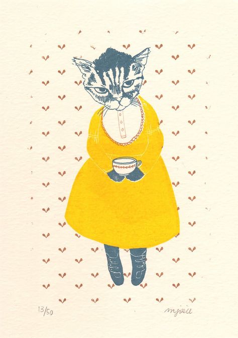 Melinda Josie, Cat Facts, Cats Illustration, Mellow Yellow, Cat Illustration, Cute Illustration, Animal Illustration, Crazy Cats, Illustrations Posters