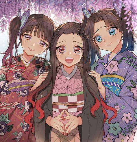 Nezuko • Kanao Tsuyuri • Aoi • Demon Slayer • Kimetsu no Yaiba Anime Friendship, Friend Anime, Dragon Slayer, Cute Anime Wallpaper, Monster Hunter, Manga Illustration, Anime Kawaii, Karakter Anime, Slayer Anime