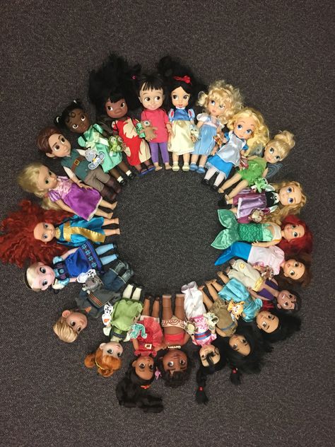 Snow White, Cinderella, Aurora, Ariel, Belle, Jasmine, Aladdin, Pocahontas, Mulan, Tiana, Rapunzel, Flynn, Elsa, Anna, Kristoff, Boo,  Tinker Bell, Alice,Lilo, Moana, Merida and Elena of Avalor. Complete August 2018. Disney Toddler Dolls, Elsa Toys, Disney Animators Collection Dolls, Beautiful Winter Pictures, Anna Kristoff, Disney Princess Toys, Jasmine Aladdin, Elena Of Avalor, Disney Animator Doll