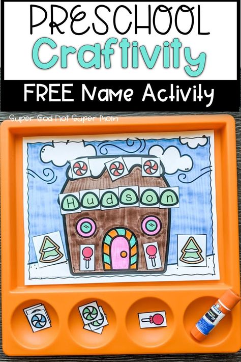 It's a craft and an activity! This gingerbread themed activity will give your preschool students the opportunity to practice spelling their name and to use their creative side as they decorate their house. Click through to get this free download today. #craftivity #gingerbreadtheme #prek #preschool Gingerbread Activities Preschool, December Preschool Themes, Gingerbread Literacy, Gingerbread Man Preschool, Preschool Gingerbread, Gingerbread Craft, Name Activities Preschool, Name Activity, Gingerbread House Craft