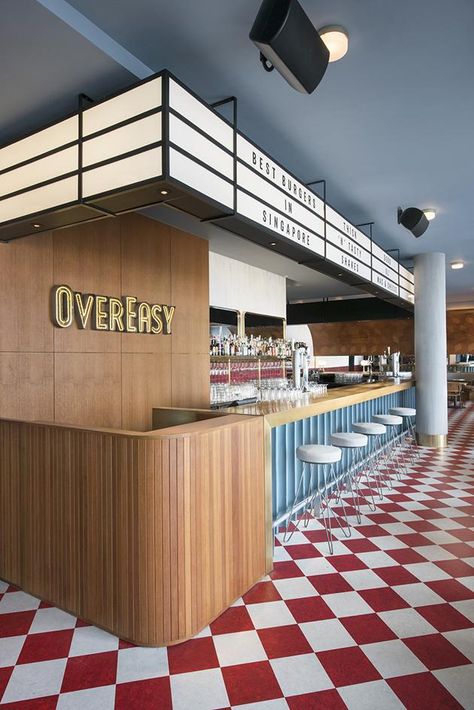 Overeasy | Wallpaper* Lobster Restaurant Design, Fried Chicken Interior Design, Sandwich Bar Design, Milkshake Bar Interior, Fried Chicken Restaurant Design Interior, Sandwich Restaurant Design, Chipotle Interior, Chicken Restaurant Interior, Fried Chicken Restaurant Design