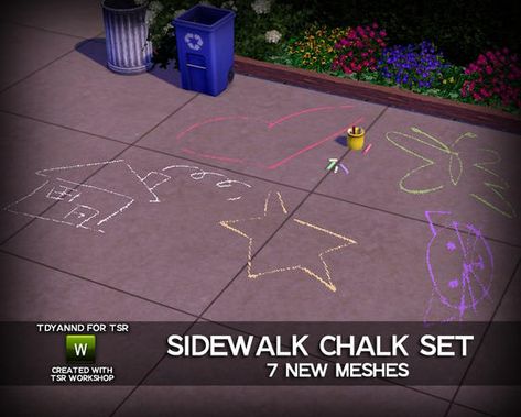 tdyannd's Sidewalk Chalk Set Play Sims 4, Play Sims, Sidewalk Chalk, Sims Community, Electronic Art, Sims Mods, Chalk Art, Sims 4 Cc, Sims 4 Custom Content