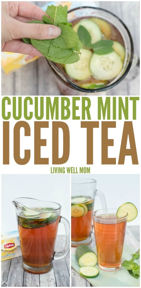 Summer Tea Recipes, Flavored Iced Tea Recipes, Mint Tea Recipe, Cucumber Drink, Iced Tea Recipes Homemade, Homemade Iced Tea, Sweet Tea Recipes, Green Tea Drinks, Iced Tea Recipe