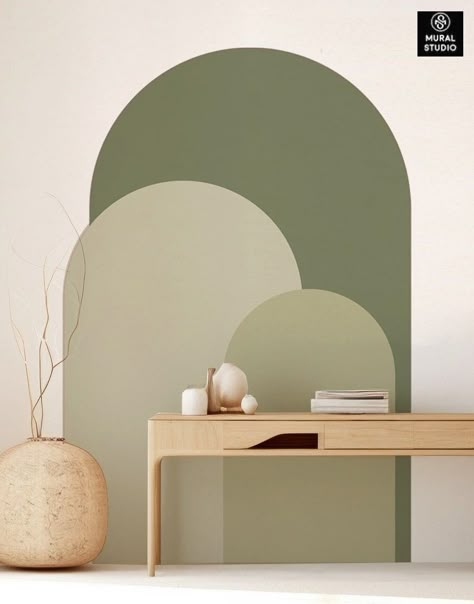 Modern Green Arch Headboard Wall Decal Japandi Boho Abstract Wallpaper Nursery Kids Room Sticker Art Decor Home Gift - Etsy Canada Arch Wall Painting Ideas, Boho Room Painting Ideas, Color Blocking Interior Design, Green Arch Accent Wall, Green Painted Arch, Color Block Walls, Boho Art Wall, Accent Corner Wall, Color Block Interior