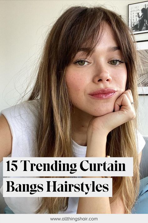 Curtain Bangs Hairstyles, Curtain Fringe, Bangs Hairstyles, Bangs With Medium Hair, How To Style Bangs, Haircuts Straight Hair, Long Hair With Bangs, Good Hair Day, Cut My Hair