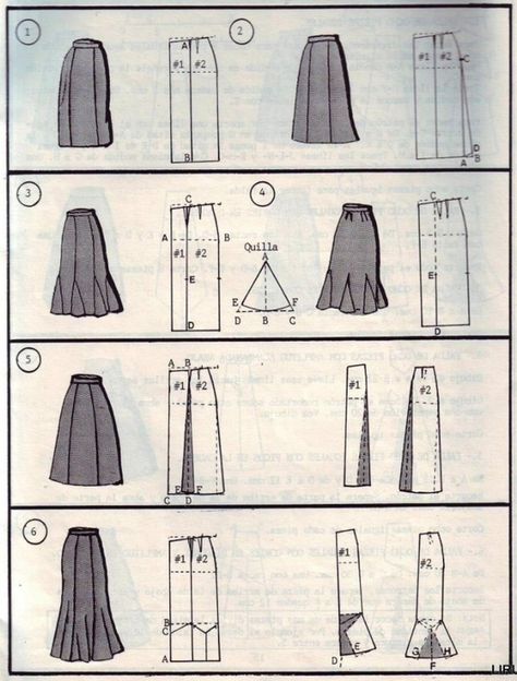 Sewing Pattern: This is a link to a FABULOUS range of skirts & patterns that create different shaped skirts - from modern to classic. Description from pinterest.com. I searched for this on bing.com/images Pola Rok, Skirt Patterns, Skirt Patterns Sewing, Couture Mode, Sewing Skirts, Diy Sewing Clothes, Fashion Sewing Pattern, Pattern Drafting, Clothes Sewing Patterns