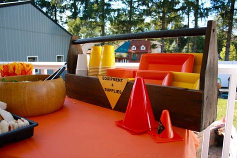 Construction Birthday Party Ideas | Photo 3 of 65 | Catch My Party Tools Birthday Party, Construction Birthday Party Ideas, Construction Baby Shower, Construction Theme Party, Plates And Cups, Construction Birthday Party, Construction Birthday Parties, Tool Party, Trucks Birthday Party