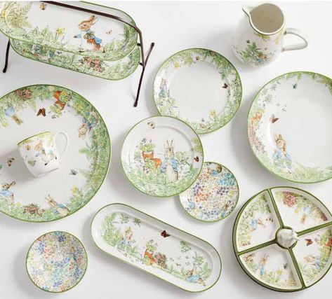 Peter Rabbit Dish Collection for Spring and Easter Rabbit Dishes, Spring Table Settings, Bunny Plates, Peter Rabbit And Friends, Rabbit Collection, Rabbit Garden, Table Throw, Easy Food, Dinner Plate Sets