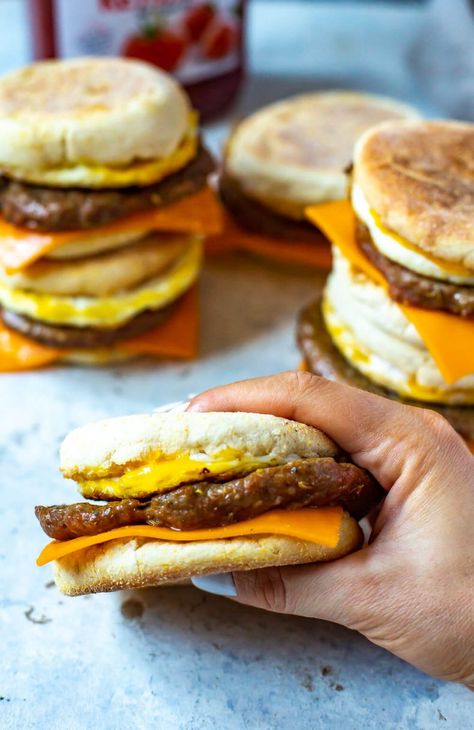 Sausage Egg Cheese Mcmuffins, Sausage Egg And Cheese Mcmuffin, Mcdonalds Sausage Patty Recipe, Egg Mcmuffin Recipe, Sausage And Egg Mcmuffin, Egg And Sausage, Sausage Mcmuffin, Caramel Frappe, Egg Mcmuffin