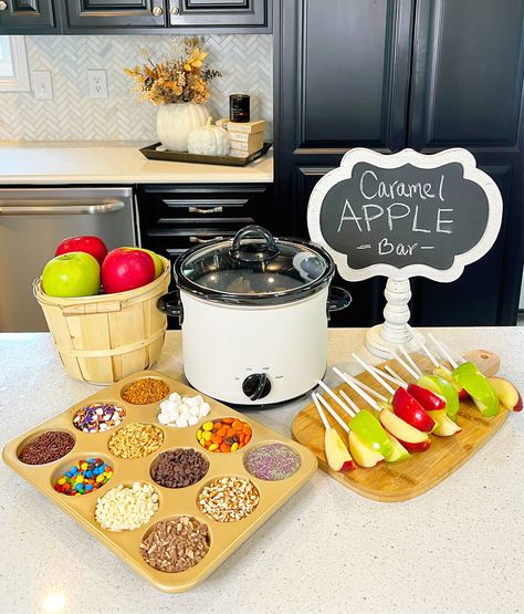 Fall Party Food Ideas, Pumpkin And Feta, Caramel Apple Bars, Fall Party Food, Pulled Pork Sliders, Creamy Feta, Apple Bars, Apple Slaw, Pork Sliders