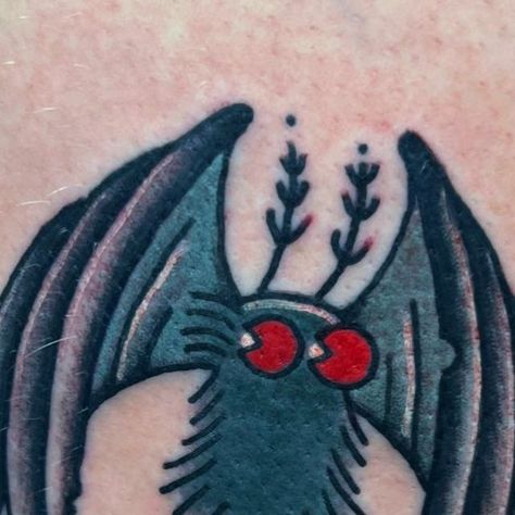 Cute Cryptid Tattoo, Mothman Tattoo Simple, Moth Man Tattoo, Moths Tattoo, Cryptid Tattoo, Mothman Tattoo, Moth Man, Forest Tattoo, Flash Ideas