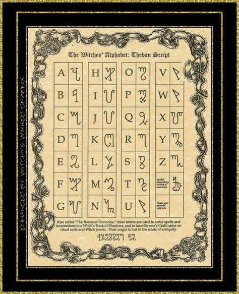 Witches Alphabet Wiccan Pagan witchcraft Witches Alphabet, Alphabet Symbols, Magia Das Ervas, Wicca Witchcraft, Witch Spell, Pagan Witchcraft, Witchy Stuff, Witchy Things, Practical Magic