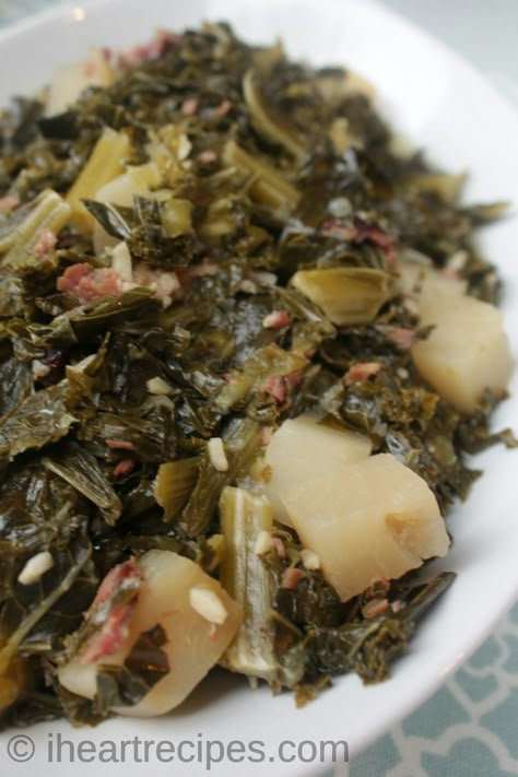 Southern Mixed Greens Recipe with Turnips | I Heart Recipes Southern Mixed Greens Recipe, Southern Greens Recipe, Mixed Greens Recipe, Turnips Recipe, Greens Recipe Soul Food, Southern Collard Greens, Turnip Recipes, Greens Recipes, Southern Greens