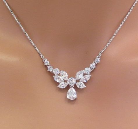 Simple bridal necklace, Bridal Rhinestone necklace, Crystal necklace, Bridal jewelry, Cubic zirconia necklace, Bridesmaid necklace by TheExquisiteBride on Etsy Simple Bridal Necklace, Bridal Fashion Jewelry, Necklace Bridal, Wedding Bridal Jewellery, Rhinestone Bridal, Bridesmaid Necklace, A Necklace, Bridal Necklace, Simple Jewelry