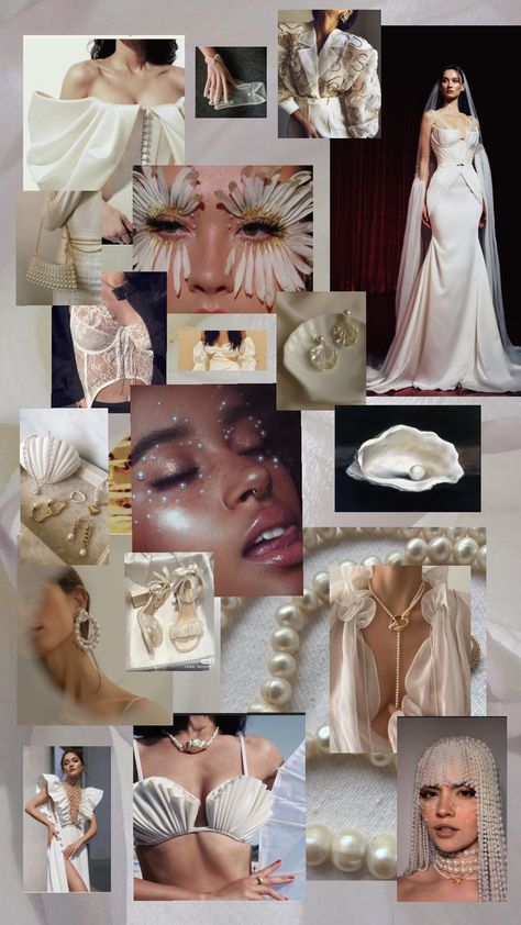 Theme Boards Fashion, Pearl Inspiration Board, Theme Board Ideas Fashion, Inspiration Theme For Fashion Portfolio, Theme For Portfolio Fashion, Fashion Aesthetic Mood Board, Mood Boards Aesthetic Fashion Design, Themes For Portfolio Fashion Designing, Mood Board For Fashion Designers