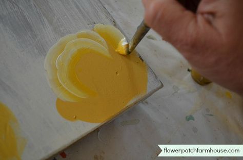 How to Paint a Yellow Rose, step by step, easy to follow, FlowerPatchFarmhouse.com Paint A Rose, Paint Roses, Paint Flowers, Flower Patch, Art Instructions, Tole Painting, Rose Painting, Crafty Craft, Flower Mandala