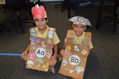 Fashion Show Preschool, Paper Bag Vest For Kids Letter, Letter Parade Kindergarten, Letter Vest Fashion Show Kindergarten, Letter Costumes Alphabet, Alphabet Vest, Abc Fashion Show Kindergarten, Alphabet Fashion Show Kindergarten, Letter Vest Kindergarten