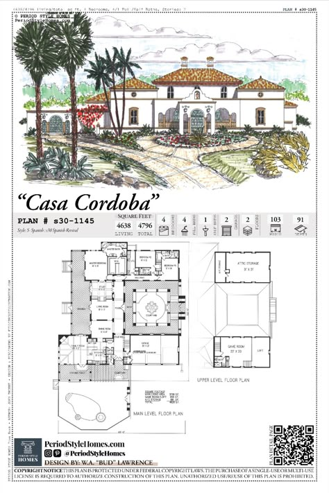 Spanish Colonial Homes Floor Plans, Mexican House Floor Plan, Hacienda Style Homes House Plans, Spanish Villa Floor Plans, Villa Floorplan, Colonial Home Floor Plans, Mexican Hacienda Floor Plans, Hacienda House Plans, Spanish Style Homes Plans