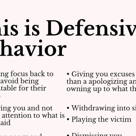 Yvonne | Relationship Coach | Marriage & Family Therapy Student on Instagram: "Defensive behavior is TOXIC..

Defensiveness is defence mechnism that aims to protect you when you are getting feedback, which you take as criticism..

The goal is to avoid feeling hurt or shame, and rather than owning up to what you did or said, you get defensive.. 

It typically develops due to childhood experiences where you were either emotionally or physically abused, neglected or received a harsh parenting style.. 

Defensiveness kills intimacy because there cannot be closeness where there is no accountability.. being defensive is toxic you are not giving your partner what they need when you have wronged or hurt them.. 

Taking someone expressing their feelings as an attack reflects on how you think, and i Defensive Behavior Quotes, I Feel Statements, Defensive Behavior, I Statements, Safe Person, Behavior Quotes, What Is Play, Parenting Style, Playing The Victim