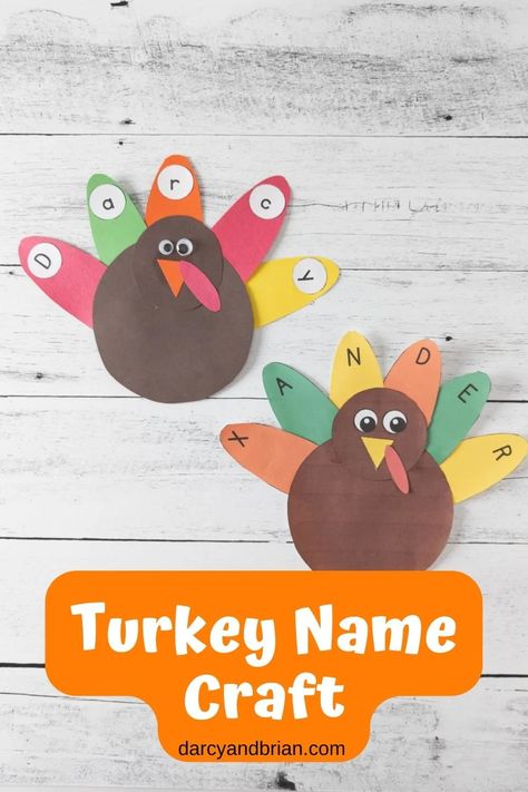 Turkey Name Craft | Thanksgiving Activity for Preschoolers Feather Letter Turkey, Easy Thanksgiving Crafts For Kindergarten, Fall Popsicle Stick Crafts, Thanksgiving Preschool Crafts, Turkey Crafts Preschool, Prek Thanksgiving, Diy Picture Frames Crafts, Educational Activities For Preschoolers, Activity For Preschoolers