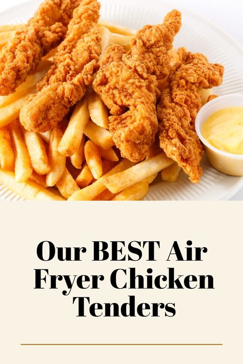 The chicken tenderloin is one of the most flavorful parts of the chicken, and you can use your air fryer to make perfect crispy air fryer chicken tenders. For busy moms and dads, a quick and easy way to get dinner on the table for a bunch of hungry kids is to buy take-out fried chicken tenders from a fast-food restaurant or the grocery store cooked food section. However, you can easily cook your own fried chicken fingers at home. Healthy Air Fryer Chicken, Best Air Fryer Chicken, Air Fryer Recipes Chicken Tenders, Air Fried Chicken Tenders, Homemade Chicken Tenders, Chicken Finger Recipes, Breaded Chicken Tenders, Air Fryer Chicken Tenders, Healthy Air Fryer