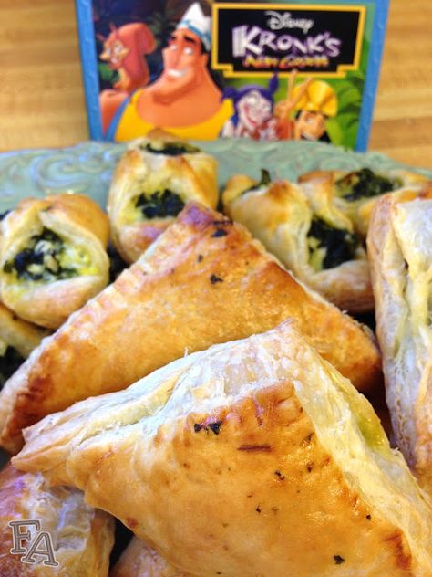 Food Adventures (in fiction!): Spinach Puffs from "The Emperor's New Groove" Bookish Recipes, Fiction Food, Nerd Food, Spinach Puffs, Fictional Food, Disney Themed Food, Spinach Puff, Disney Dishes, Disney Inspired Food