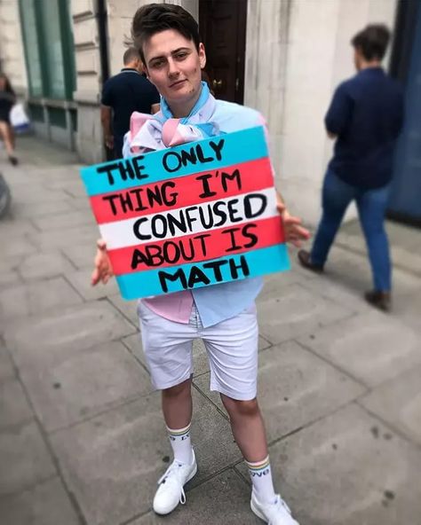 Pride Signs, Lgbtq Quotes, Lgbt Humor, Trans Boys, Lgbtq Funny, Protest Signs, Pride Day, Human Decency, Gay Memes