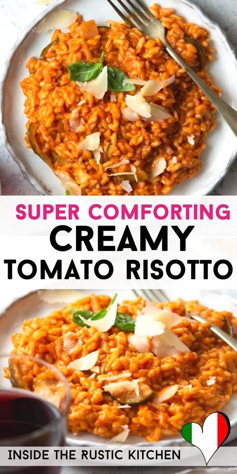 Easy Recipe Dinner, Tomato Risotto Recipes, Easy Risotto, Risotto Recipes Easy, Risotto Dishes, Parmesan Risotto, Dinner Vegetarian, Tomato Risotto, Healty Dinner