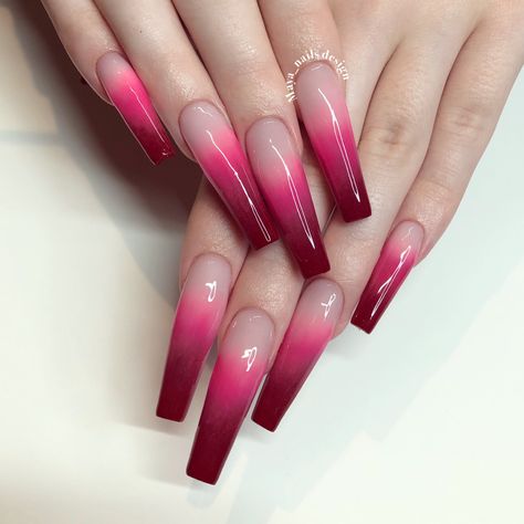 Red Nail Designs Ombre, Pink Ombre Nail Art, Nail Designs Ombre, Red Ombre Nails, Pink Ombre Nails, Nail Art Ombre, Red Nail Designs, Red Nail, Red Ombre