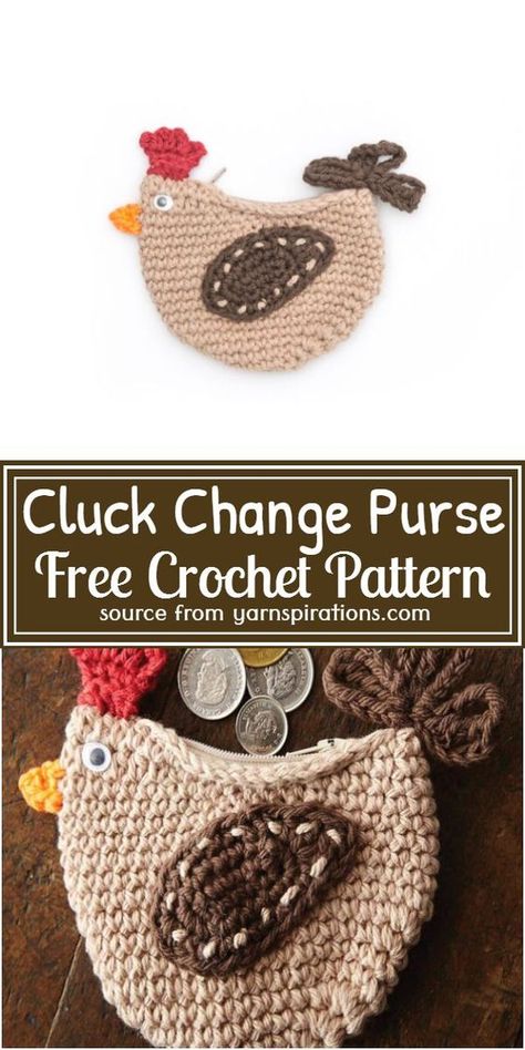 Free Crochet Chicken, Chicken Purse, Crochet Change Purse, Chicken Patterns, Kids Easter Gifts, Crochet Coin Purse, Purse Crochet, Chicken Pattern, Crochet Chicken