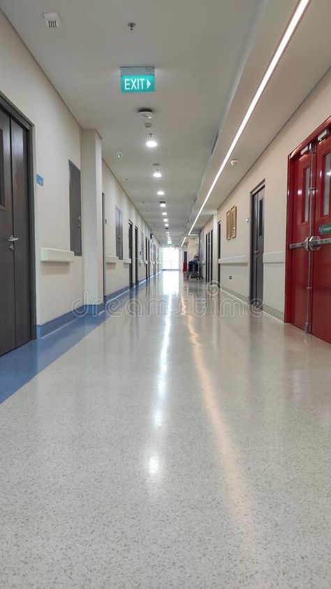 Quiet Hospital Corridor stock image Hospital Corridor Design, Hospital Corridor, Room Perspective Drawing, Corridor Design, Dining Room Design Modern, Hospital Interior, Dining Room Design, Room Design, Stock Images