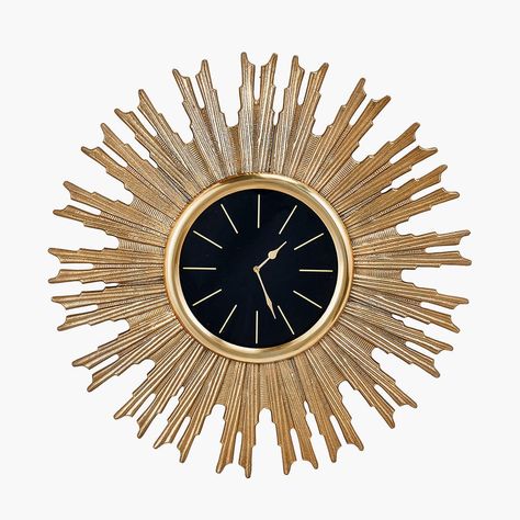 Gold Starburst Wall Clock– House of Isabella UK Art Deco Furniture 1920s, Starburst Clock, Furniture Boutique, Bathroom Candles, Picture Frame Shelves, Gold Starburst, Gift Post, Silver Ornaments, 1920s Art