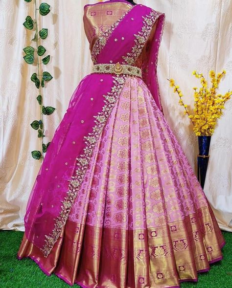 Indian Fashion Lehenga, Silk Half Saree, Notes Making, Red Lehenga Choli, Half Saree Lehenga, Latest Blouse Designs Pattern, Saree Lehenga, Fancy Sarees Party Wear, Bridal Lehenga Red