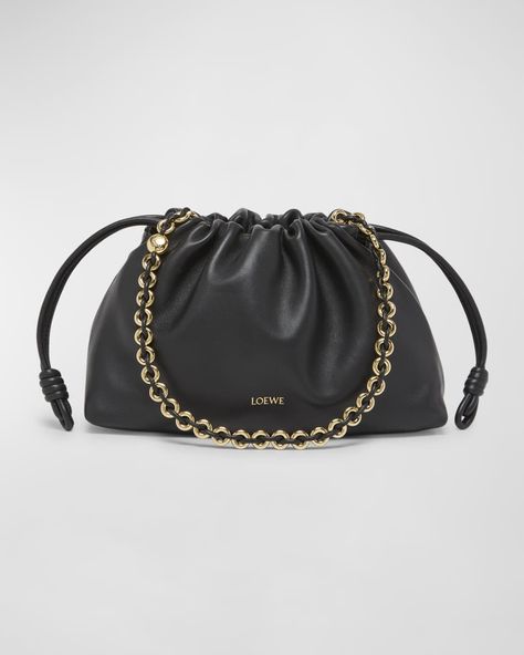 Get free shipping on Loewe Flamenco Ruched Leather Crossbody Bag at Neiman Marcus. Shop the latest luxury fashions from top designers. Olivia Dean, Bold Gold Jewelry, Loewe Flamenco, Black Is My Happy Color, Gift Wishlist, Oversized Clutch, Dream Bag, Bridal Bag, Loewe Bag