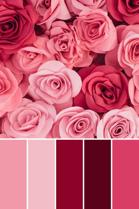 Valentines Color Palette, Rose Palette, Pink Wedding Decorations, Colour Pallets, Red Wedding Theme, Indian Colours, Kitchen Party, Red Indian, Color Pallete