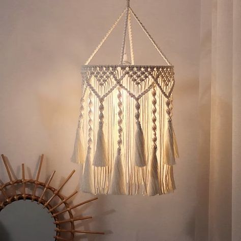 Macrame Light, Macrame Lamp Shade, Macrame Chandelier, Simpul Makrame, Macrame Lamp, Makramee Diy, Decorative Lamp Shades, Light Hanging, Deco Originale