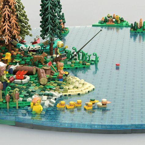 Lego Road Ideas, Lego Build Ideas, Lego Camping, Lego Island, Lego Tree House, Lego Beach, Lego Design Ideas, Lego Camp, Lego House Ideas