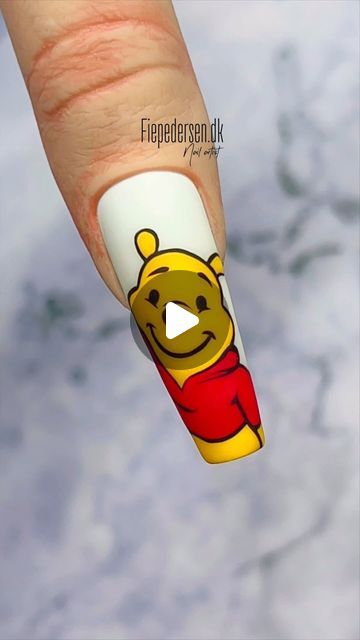 Winnie The Pooh Nail Art, Pooh Nail Art, Winnie The Pooh Nails, Pooh Nails, Marble Nails Tutorial, Pool Nails, Nails Tutorial, Instagram Nails, Marble Nails