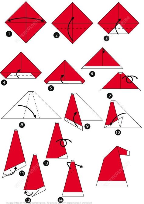 Origami Santa Hat, Holiday Origami, Origami Santa, Handmade Gift Boxes, Jul Diy, Santa Cap, Origami Paper Folding, Kids Origami, Cute Origami