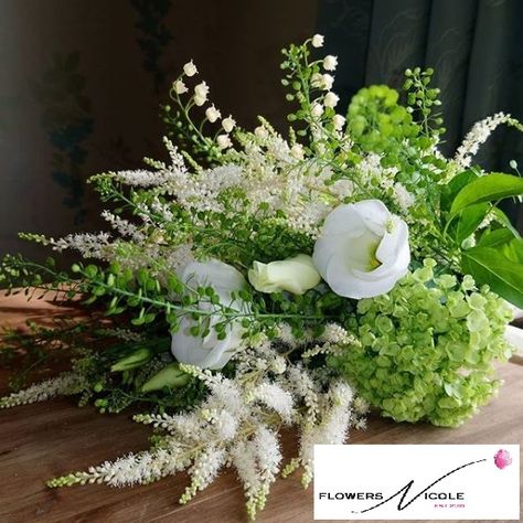 Viburnum Bouquet, White Fern Bouquet, Wedding Flowers Lily Of The Valley, Cascading Lily Of The Valley Bouquet, Lily Of The Valley Wedding Bouquet, White Thistle Buttonhole, White And Green Whimsical Bouquet, Lisianthus Bouquet, Astilbe Bouquet