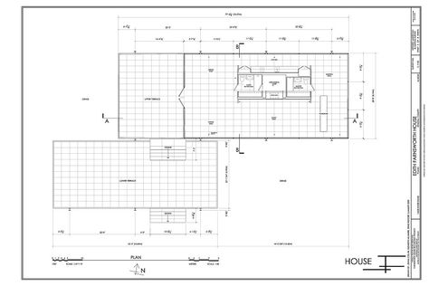 Farnsworth House Plan Dimensions, Mies Van Der Rohe Plan, Farnsworth House Plan, Residence Plan, Robie House, Farnsworth House, Modern Floor Plans, Ludwig Mies Van Der Rohe, Van Der Rohe