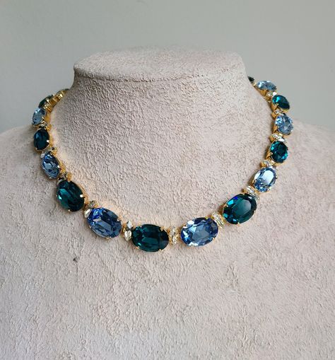 Excited to share the latest addition to my #etsy shop: Sapphire and diamond glamour jewelry, two tone Swiss topaz blue collet in gold, anna wintour necklace, blue zircon mother of bride jewelry High Jewelry Design, Wedding Jewelry Ideas, Glamour Jewelry, Bride Jewelry, Anna Wintour, Swiss Blue Topaz, Sapphire Necklace, Necklace Blue, Blue Zircon